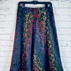 Catherine Malandrino Rainbow Floral Midi Skirt 10 Medium A-Line